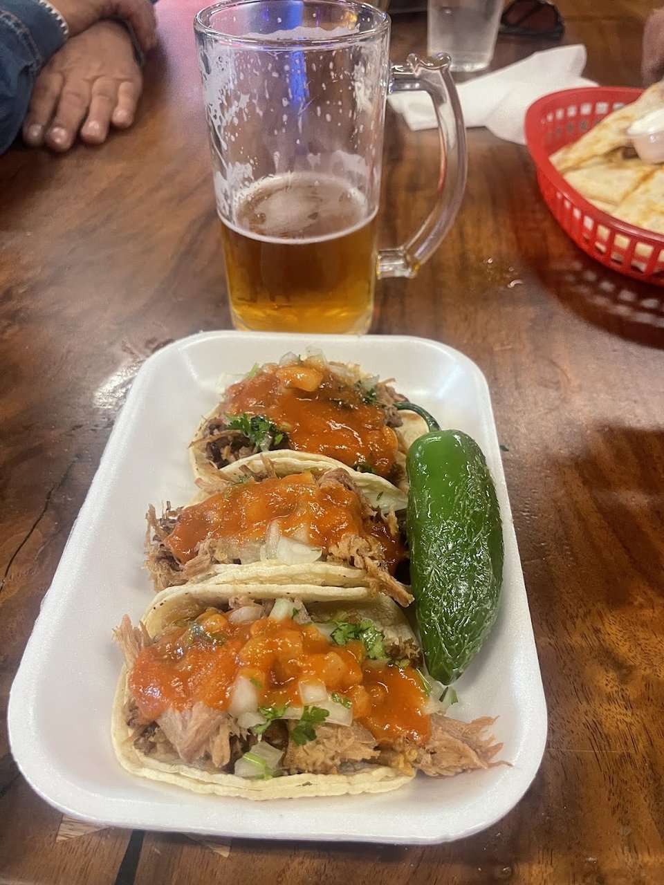 Close-up of specialty plates and tacos.